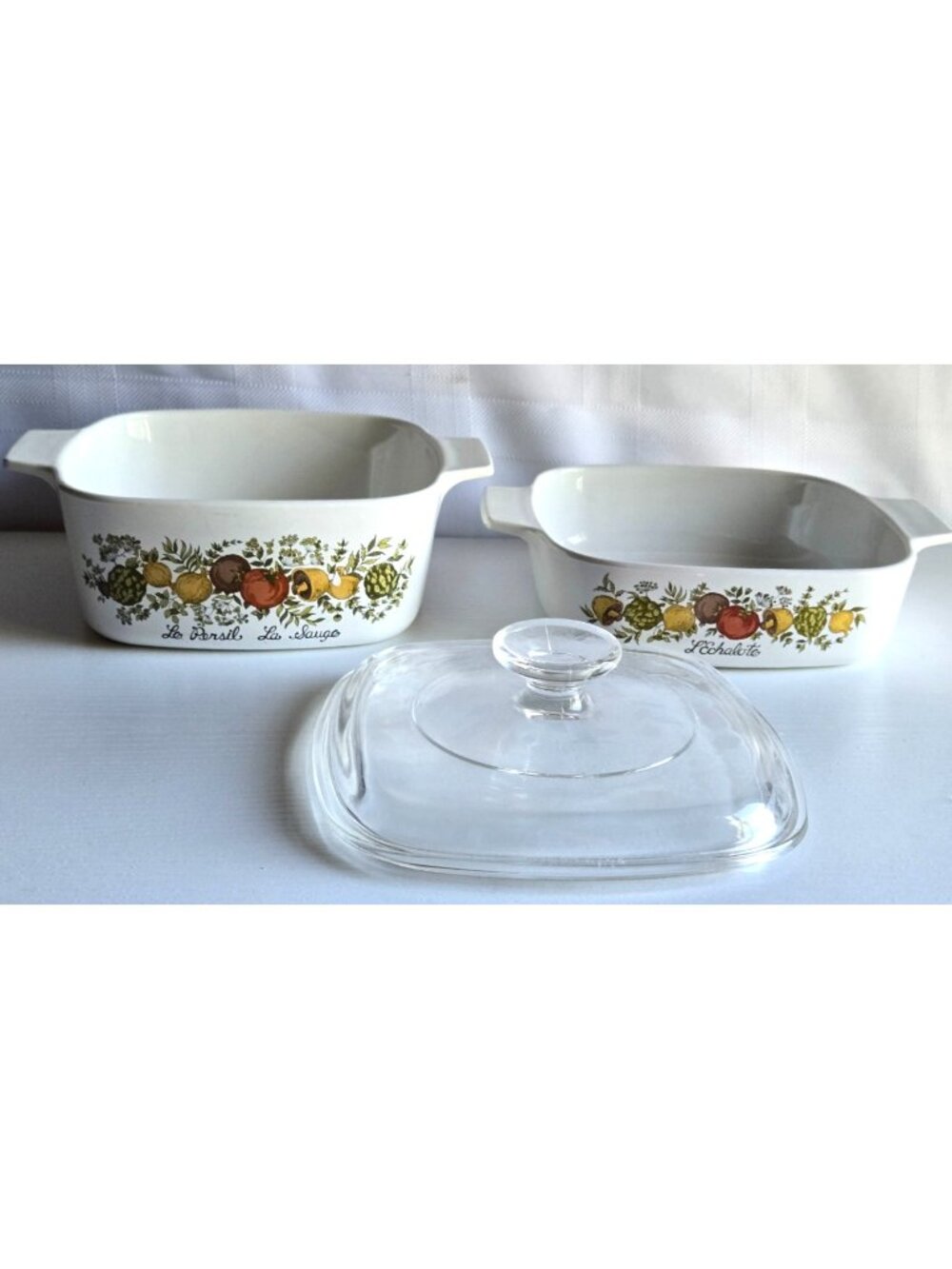 Corning Ware Spice of Life L’Echalote 1.5 Qt & 1 Qt Casserole A-1-B w/Pyrex Lid